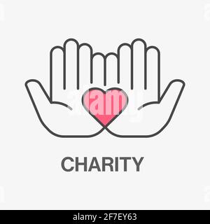 Charity line icon. Vector illustration. Sign of solidarity, help, donation. Stock Vector