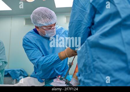 doctors work hard in the operating room Stock Photo