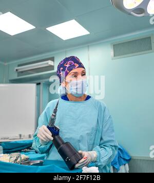 doctors work hard in the operating room Stock Photo