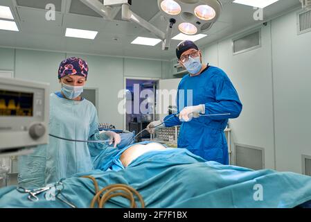 doctors work hard in the operating room Stock Photo