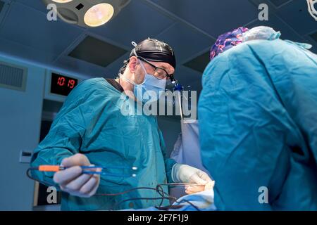 doctors work hard in the operating room Stock Photo