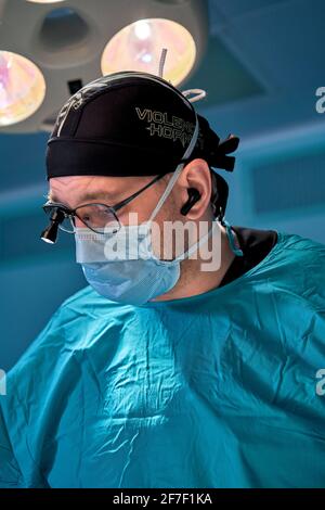 doctors work hard in the operating room Stock Photo