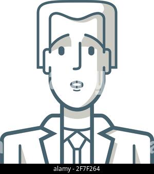Illustration of a young businessman with a surprised expression. The drawing is made with simple lines. Stock Vector