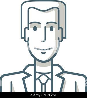 Illustration of a young businessman with a happy expression. The drawing is made with simple lines. Stock Vector
