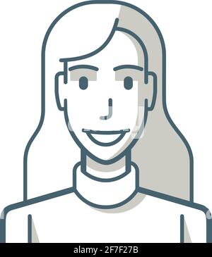 Illustration of a young woman with a happy expression. The drawing is made with simple lines. Stock Vector