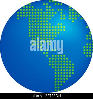 Earth (world map) drawn with round dots vector illustration. Stock Vector