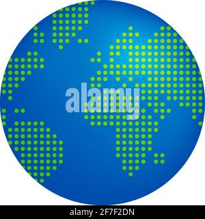 Earth (world map) drawn with round dots vector illustration. Stock Vector