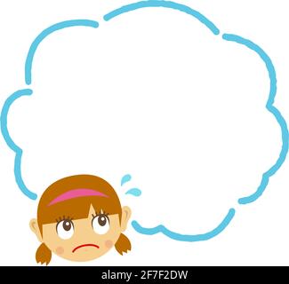 Girl’s face and speech bubble template illustration (unhappy, anxiety, impatient ) Stock Vector