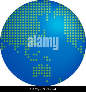 Earth (world map) drawn with round dots vector illustration. Stock Vector