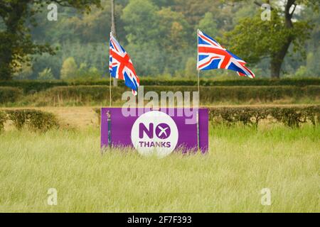 No Thanks Sign part of the Better Together campaign during the 2014 Scottish Independence Referendum, Stirling, Scotland, UK Stock Photo