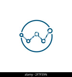 Analytics Line Blue Icon On White Background. Blue Flat Style Vector Illustration. Stock Vector