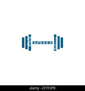 Barbell Line Blue Icon On White Background. Blue Flat Style Vector Illustration. Stock Vector