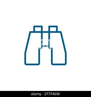 Binocular Line Blue Icon On White Background. Blue Flat Style Vector Illustration. Stock Vector