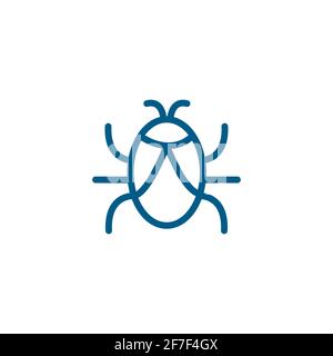 Bug Line Blue Icon On White Background. Blue Flat Style Vector Illustration. Stock Vector