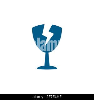 Broken Glass Blue Icon On White Background. Blue Flat Style Vector Illustration. Stock Vector