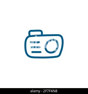Camera Line Blue Icon On White Background. Blue Flat Style Vector Illustration. Stock Vector