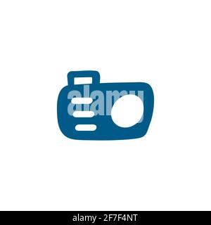 Camera Blue Icon On White Background. Blue Flat Style Vector Illustration. Stock Vector
