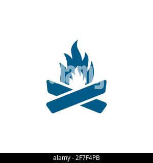 Camp Fire Blue Icon On White Background. Blue Flat Style Vector Illustration. Stock Vector