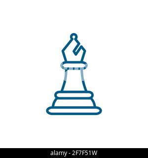 Chess Bishop Line Blue Icon On White Background. Blue Flat Style Vector Illustration. Stock Vector