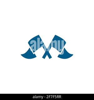 Crossed Flags Blue Icon On White Background. Blue Flat Style Vector Illustration. Stock Vector