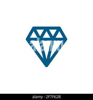Diamond Blue Icon On White Background. Blue Flat Style Vector Illustration. Stock Vector