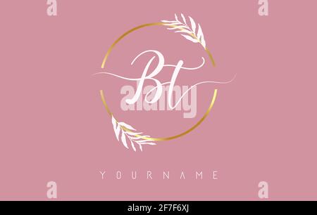 Creative golden letter BT b t logo with leading lines and road concept ...