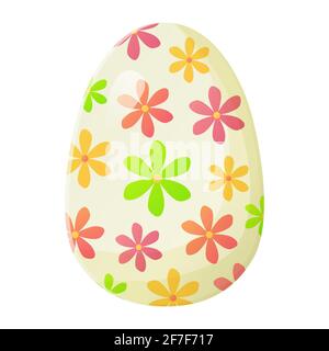 Cute realistic Easter egg painted with with flowers pattern. Can be used as easter hunt element for web banners, posters and web pages. Stock vector Stock Vector