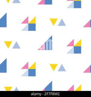 Seamless geometric pattern with bright triangles and blocks. Stock Vector