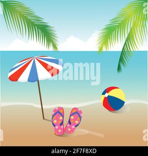 Illustration of a beautiful beach view Stock Vector Image & Art - Alamy
