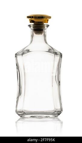empty bottle of whiskey on white isolated background Stock Photo