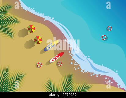 Summer beach aerial view vector illustration Stock Vector