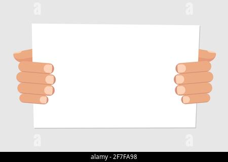 Hands holding blank paper board, vector eps Stock Vector