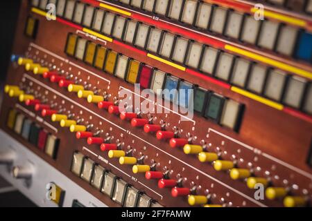 Early computer, Ferranti Atlas Computer Console dated 1964 on display at Science Museum in London Stock Photo