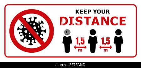 Keep Your Distance. Keep Safe Distance of 1.5 m. Quarantine  Actions, Risk of Coronavirus COVID-19 Infection. Vector Illustration Stock Vector