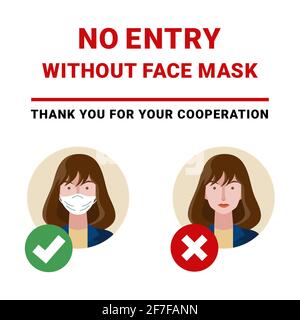 Do not enter without a face mask. Stop coronavirus (COVID-19).  Vector. Stock Vector