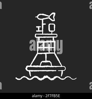 Weather buoy chalk white icon on black background Stock Vector