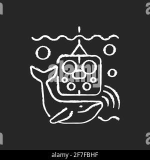 Acoustic recording package chalk white icon on black background Stock Vector