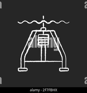 Hydraulically damped gravity corer chalk white icon on black background Stock Vector