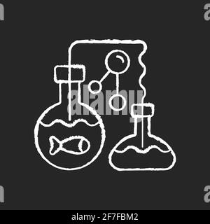Marine chemistry chalk white icon on black background Stock Vector