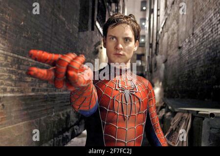 SPIDER-MAN 2 2004 Sony Pictures Releasing film with Tobey Maguire as Spider-Man Stock Photo