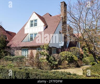 Forest Hills Gardens - Exclusive residential enclave in Forest Hills, Queens. Stock Photo