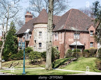 Forest Hills Gardens - Exclusive residential enclave in Forest Hills, Queens. Stock Photo