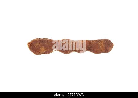 Tamarind fruit isolated on white background. Single peeled tamarind pod (indian date) Stock Photo