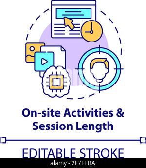 On site activities and session length concept icon Stock Vector