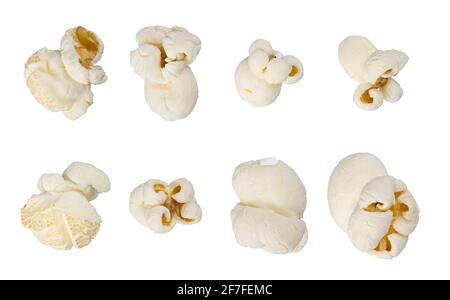 Popcorns collection isolated on white background Stock Photo