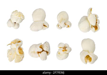 Popcorns collection isolated on white background Stock Photo