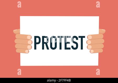 Hands holding paper board with PROTEST sign Stock Vector