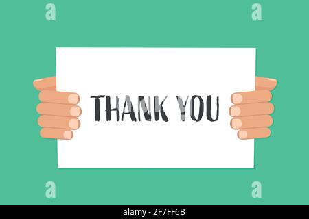 Hands holding plate with words thank you Stock Vector