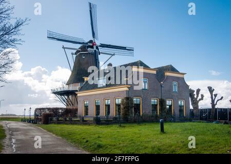 The flour mill called the swallow in the Hanseatic town of Hasselt, formerly used for grinding grain, but was also used to generate electricity, provi Stock Photo