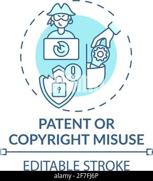 Patent and copyright misuse concept icon Stock Vector